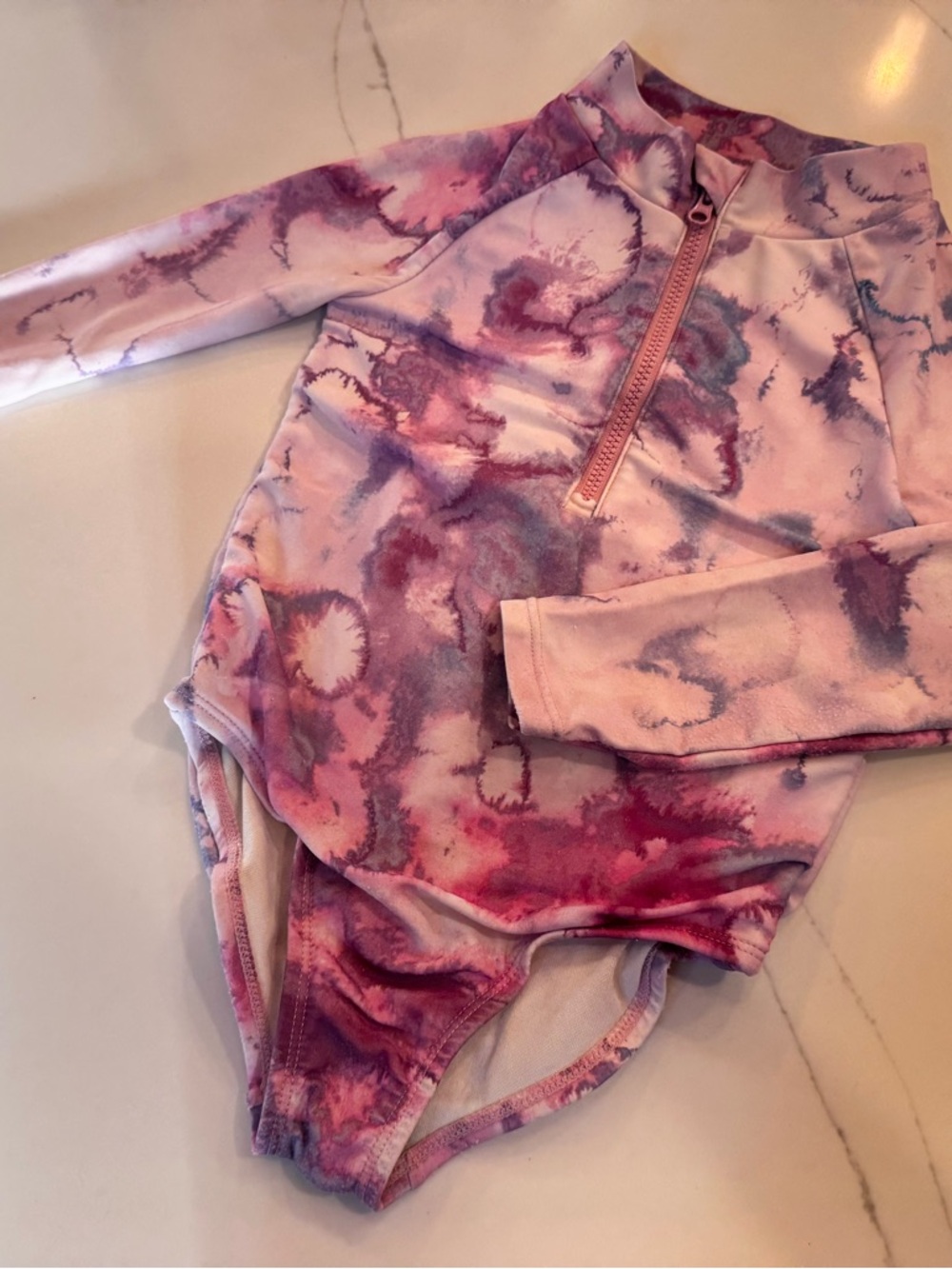 OshKosh B'gosh Pink and Purple Tie-Dye Zip Front Rash Guard